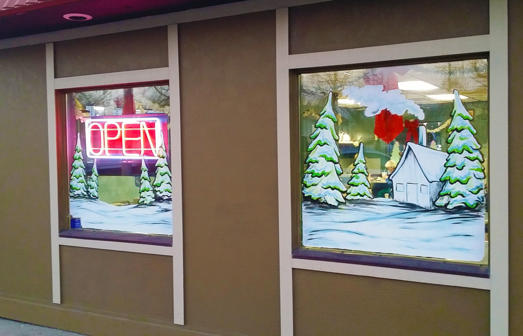 christmas themed window painting