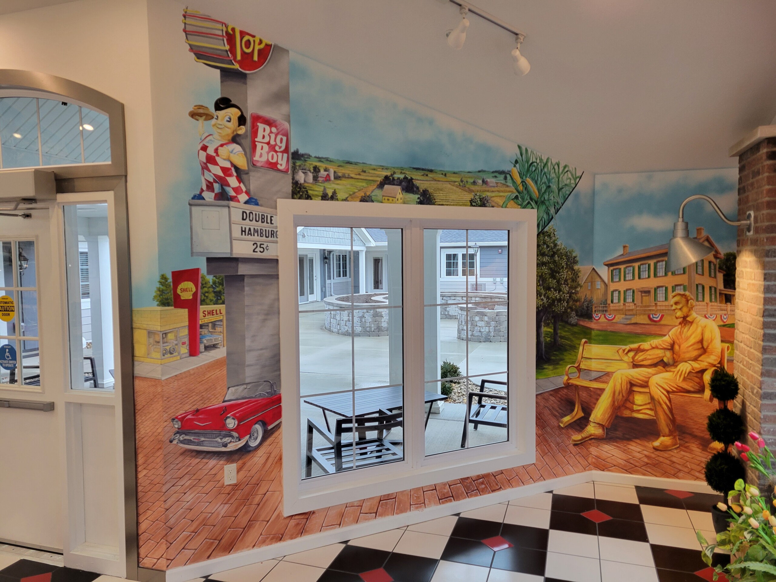 retro springfield illinois mural painting