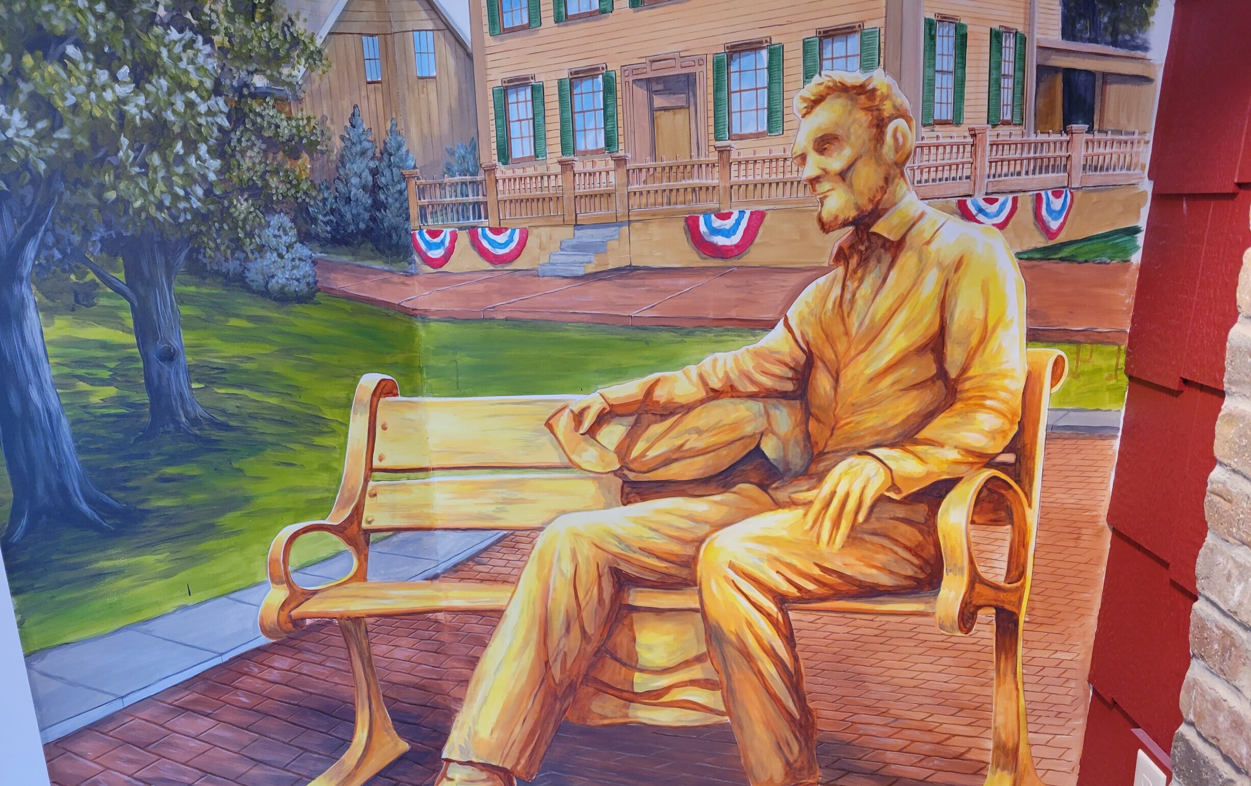 lincoln statue mural painting