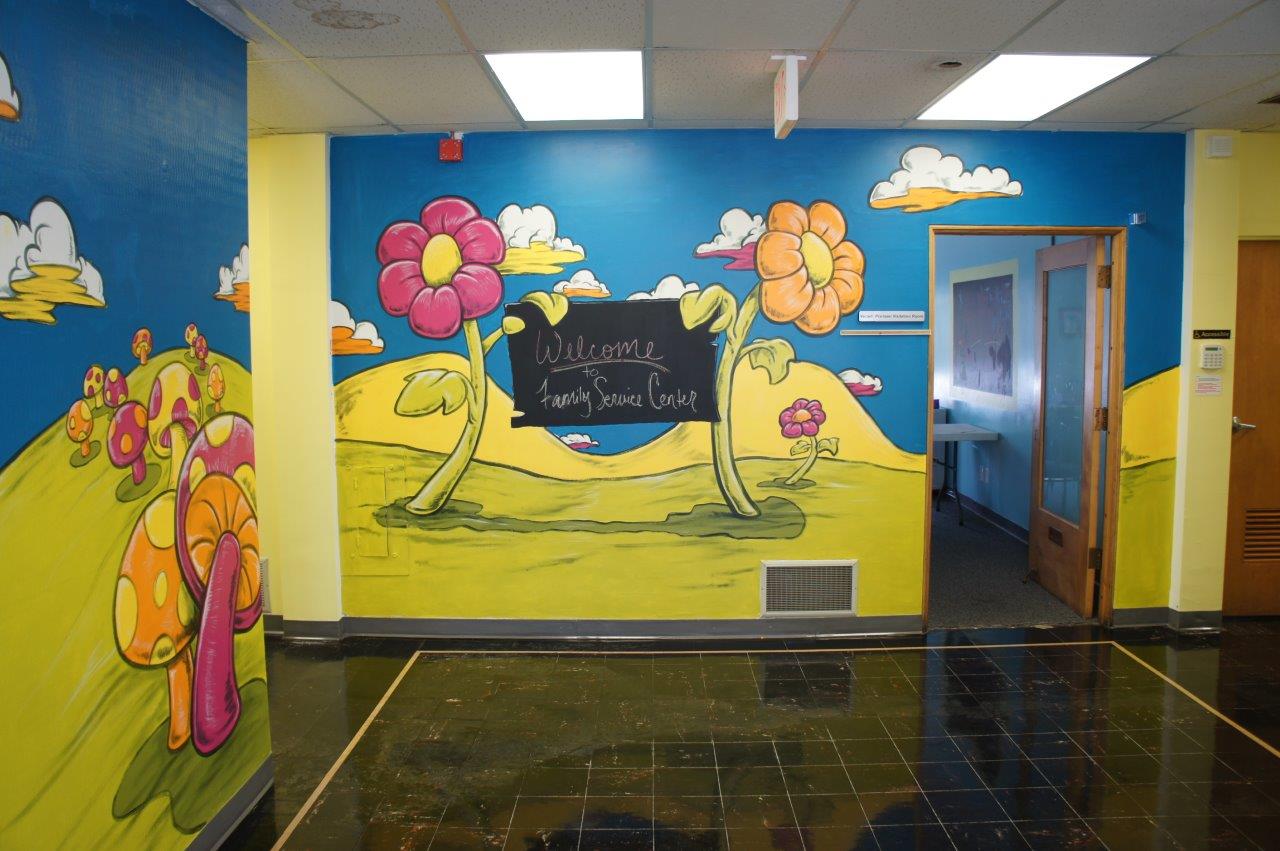 family service center lobby mural painting