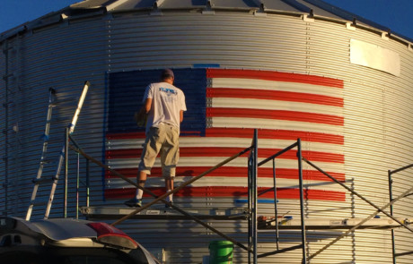 american flag painting on grain bin