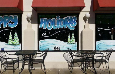 happy holidays window painting taco gringo springfield illinois