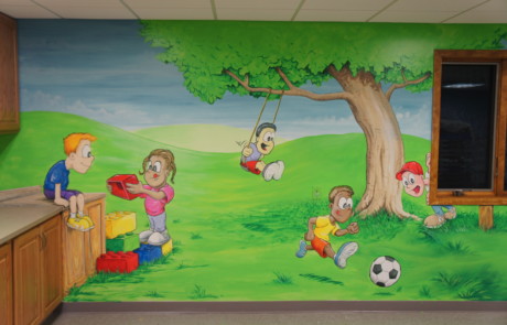 playroom landscape mural painting