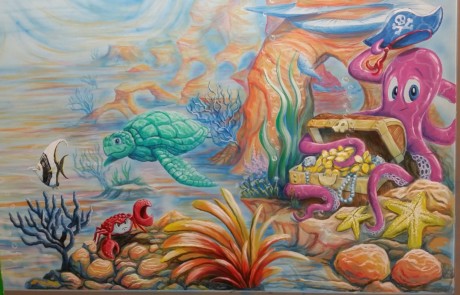 shallow sea daycare mural painting